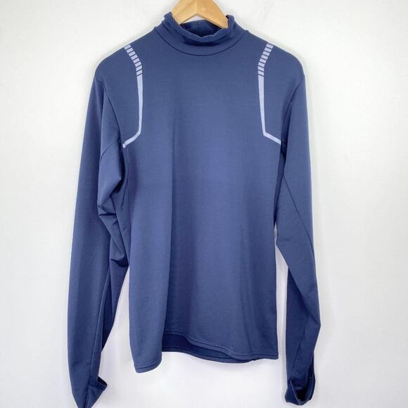Nike Dri-Fit Navy Blue Mock Neck Long Sleeve Pullover Men's Size Medium M - Picture 1 of 9